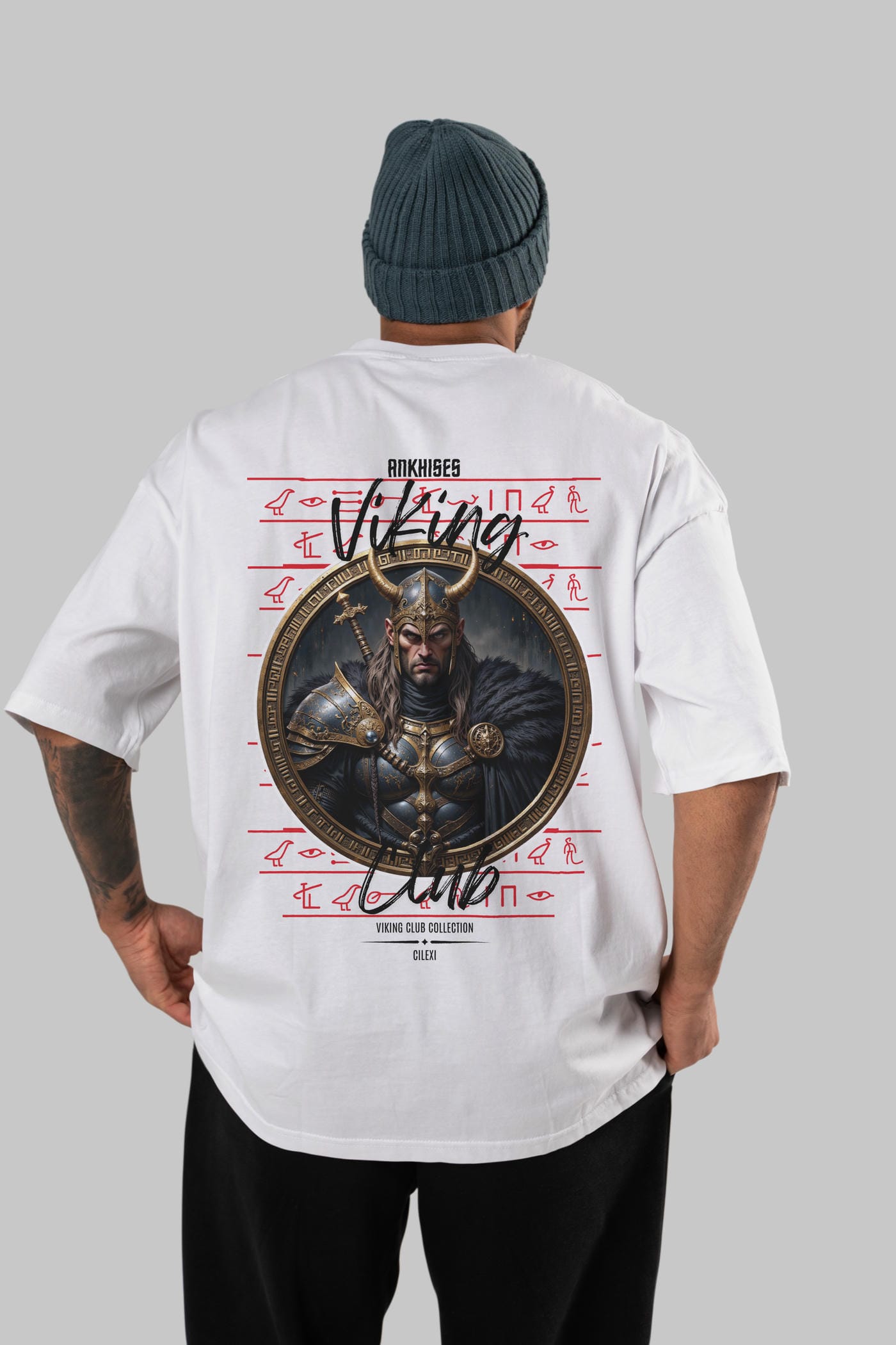 Viking Mitolojisi Serisi 21 Arka Baskılı Oversize t-shirt Erkek Kadın %100 Pamuk Bisiklet Yaka tişort