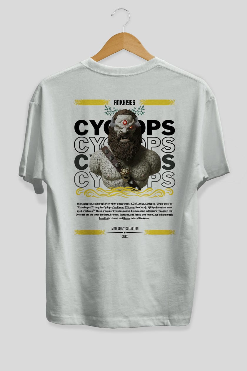 Cyclopes 1 Arka Baskılı Oversize t-shirt Erkek Kadın %100 Pamuk Bisiklet Yaka tişort