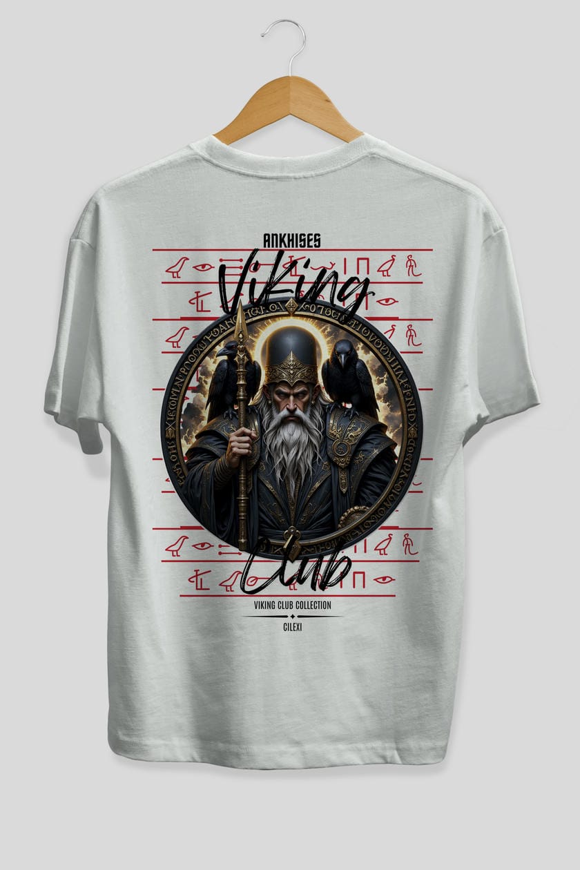 Odin 1 Arka Baskılı Oversize t-shirt Erkek Kadın %100 Pamuk Bisiklet Yaka tişort