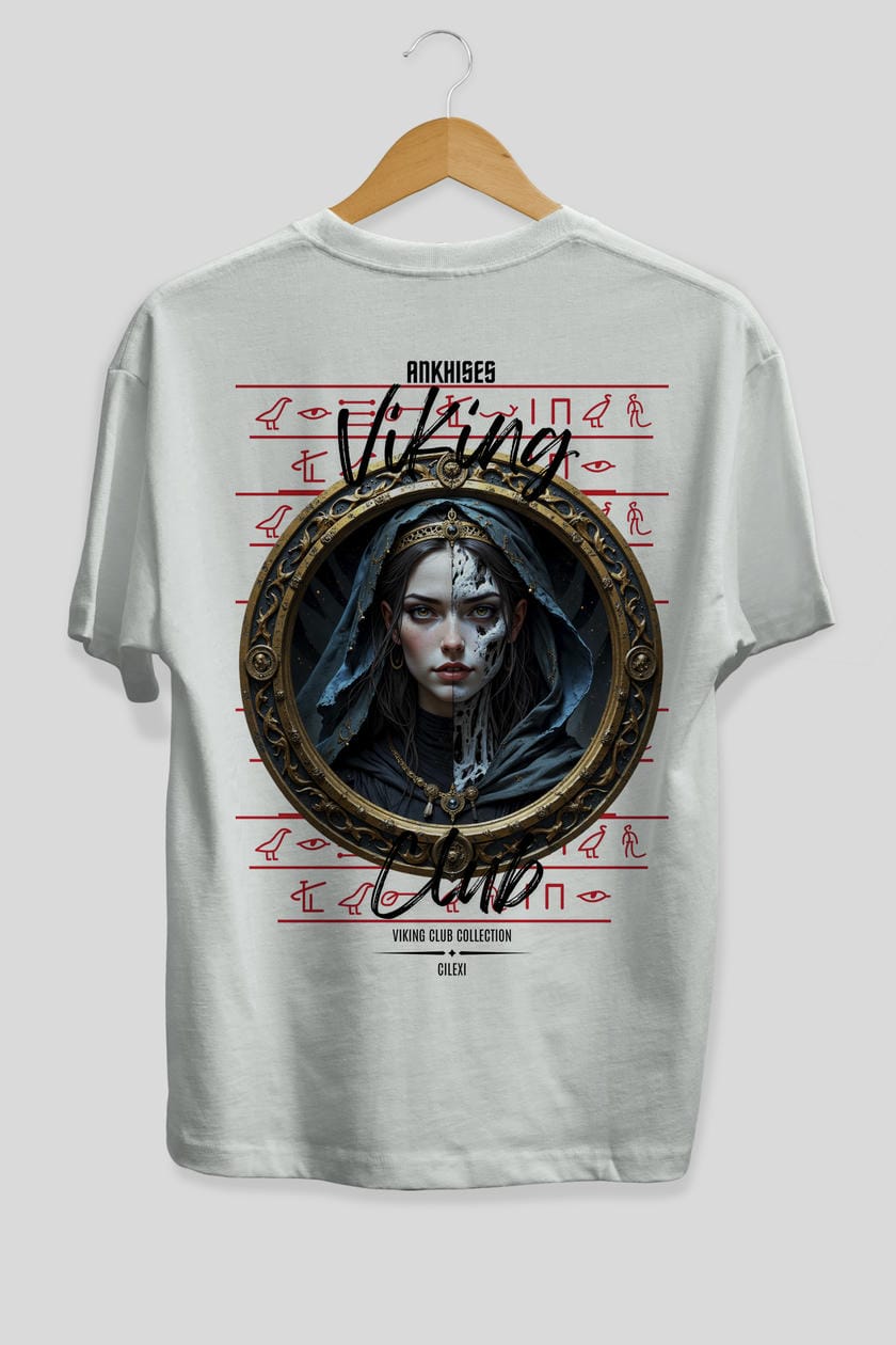 Viking Mitolojisi Serisi 10 Arka Baskılı Oversize t-shirt Erkek Kadın %100 Pamuk Bisiklet Yaka tişort