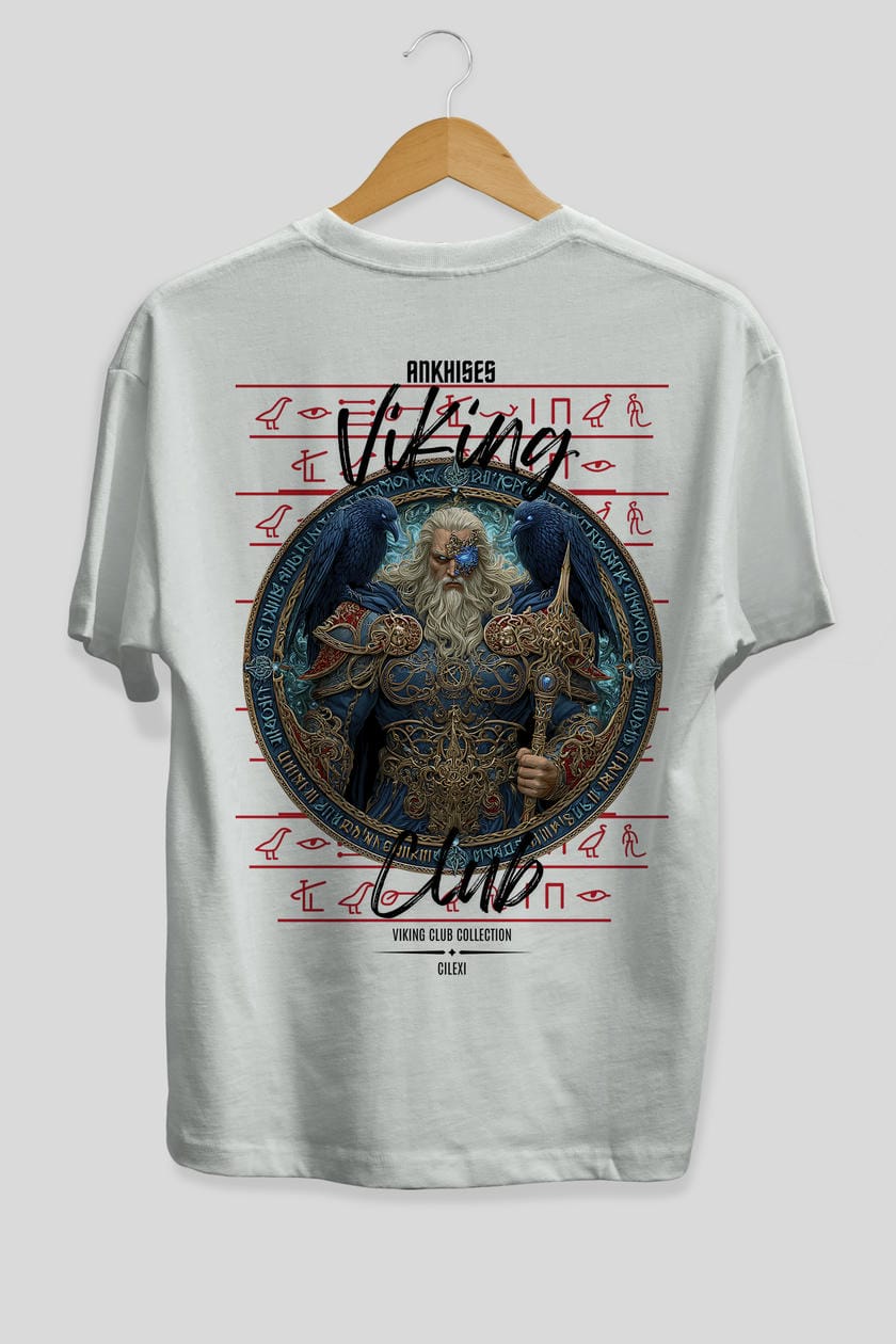 Odin Arka Baskılı Oversize t-shirt Erkek Kadın %100 Pamuk Bisiklet Yaka tişort