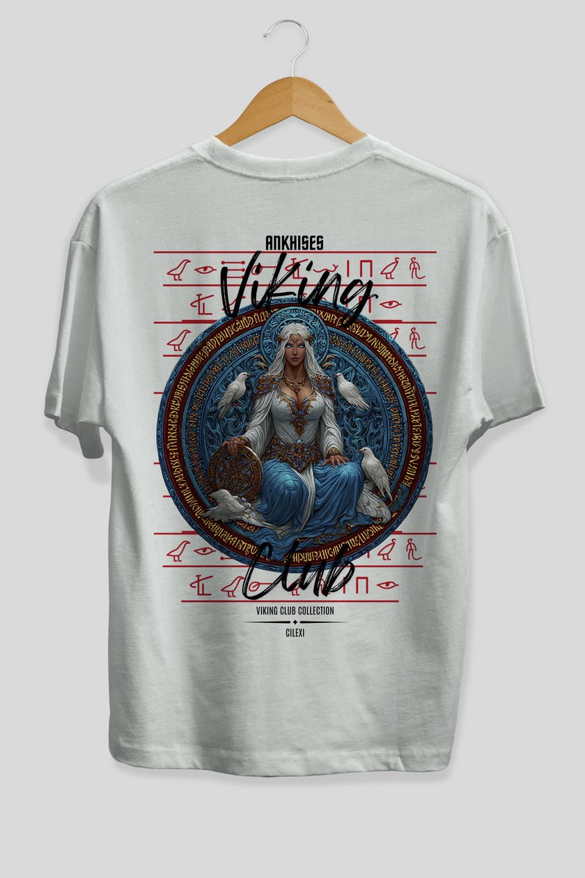 Frigg Baskılı Oversize t-shirt Erkek Kadın %100 Pamuk Bisiklet Yaka tişort
