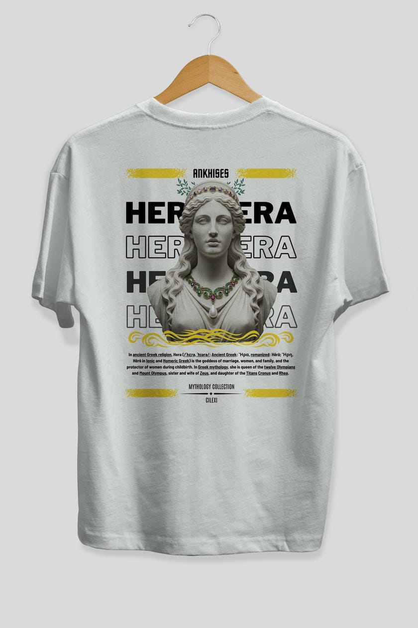 Hera 1 Arka Baskılı Oversize t-shirt Erkek Kadın %100 Pamuk Bisiklet Yaka tişort