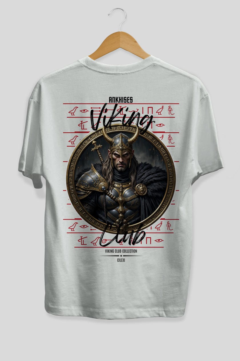 Viking Mitolojisi Serisi 21 Arka Baskılı Oversize t-shirt Erkek Kadın %100 Pamuk Bisiklet Yaka tişort