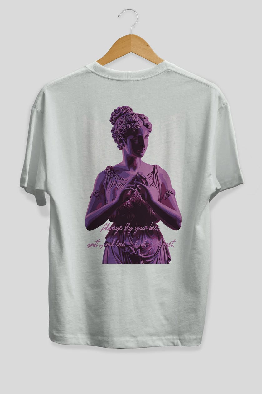 Always Fly Arka Baskılı Oversize t-shirt Erkek Kadın %100 Pamuk Bisiklet Yaka tişort