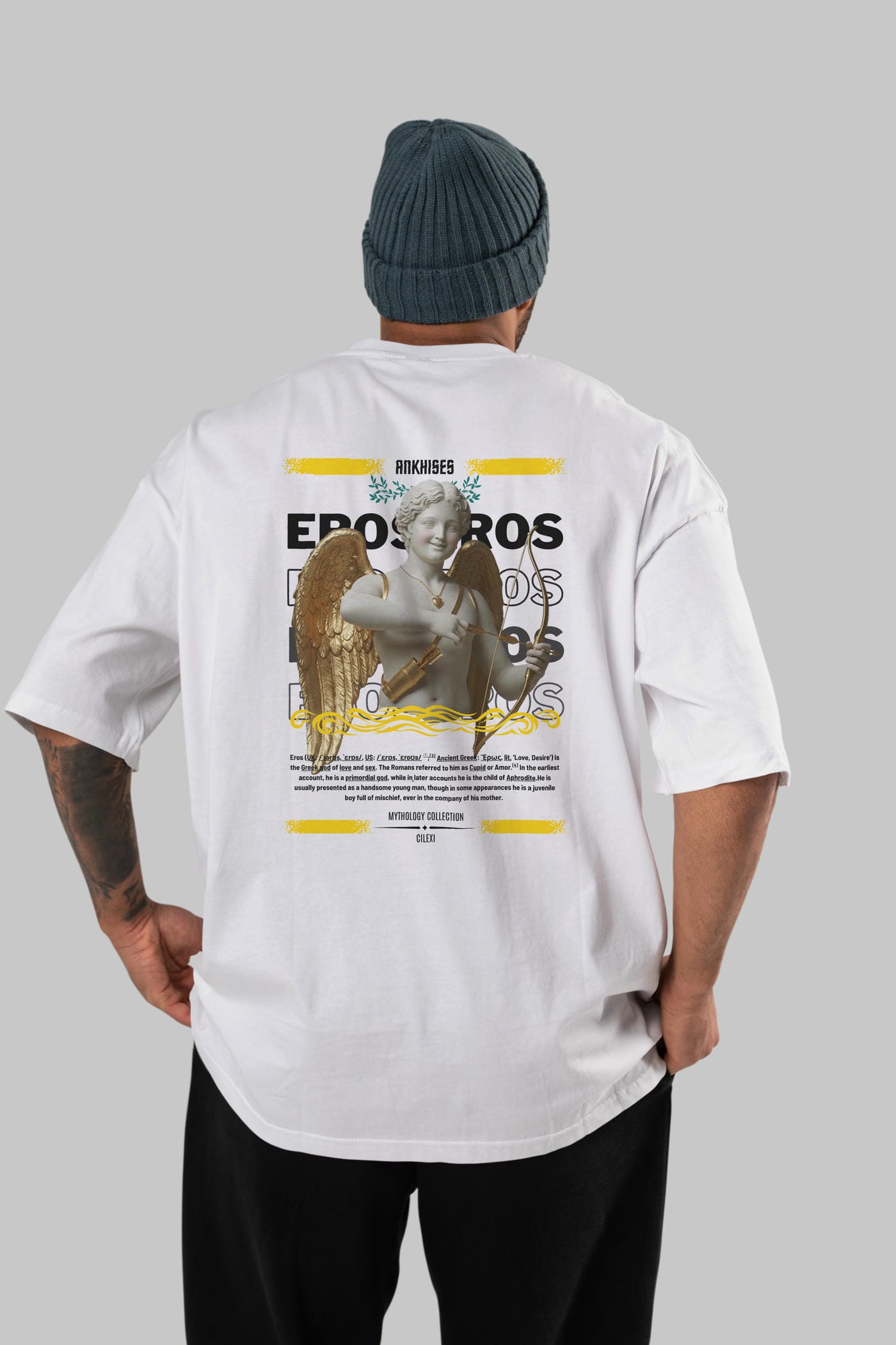 Eros Arka Baskılı Oversize t-shirt Erkek Kadın %100 Pamuk Bisiklet Yaka tişort