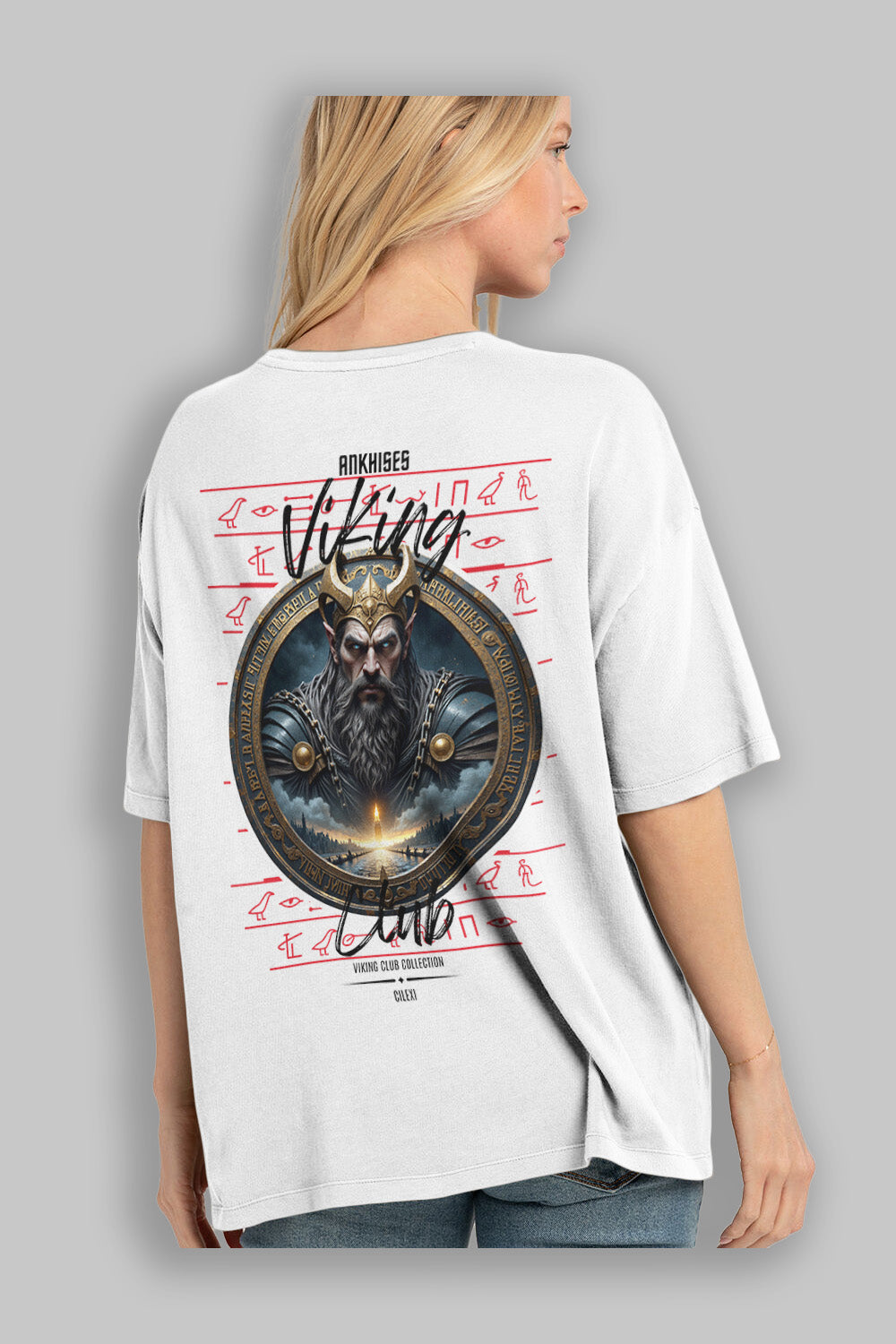 Viking Mitolojisi Serisi 7 Arka Baskılı Oversize t-shirt Erkek Kadın %100 Pamuk Bisiklet Yaka tişort