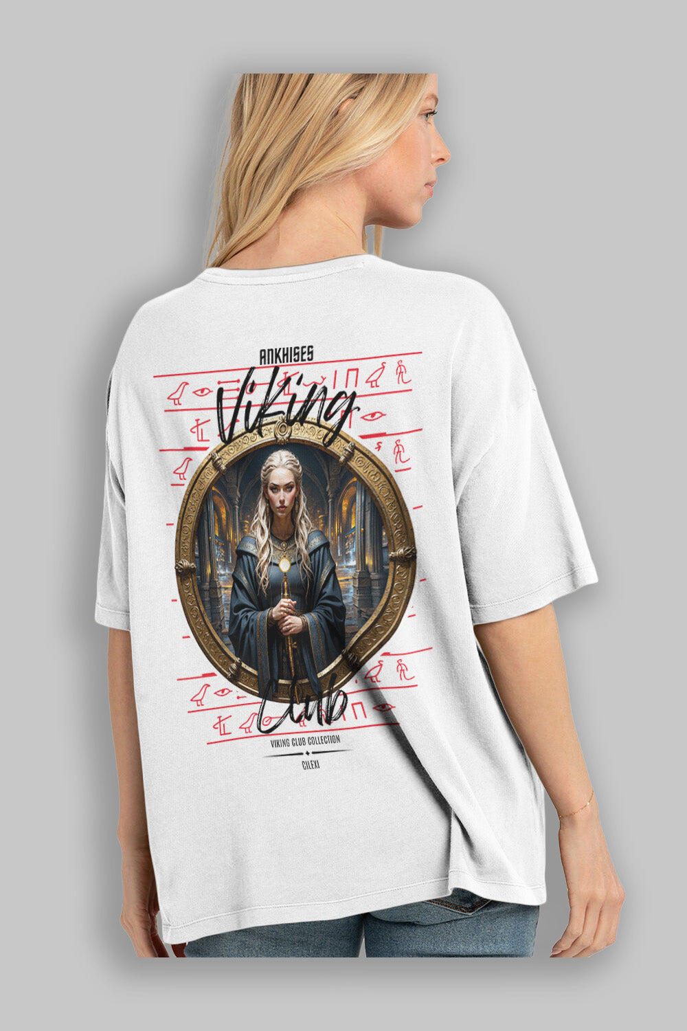 Viking Mitolojisi Serisi 5 Arka Baskılı Oversize t-shirt Erkek Kadın %100 Pamuk Bisiklet Yaka tişort