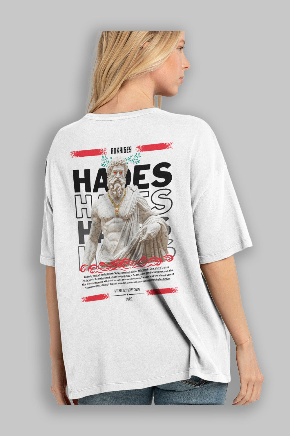 Hades 2 Arka Baskılı Oversize t-shirt Erkek Kadın %100 Pamuk Bisiklet Yaka tişort