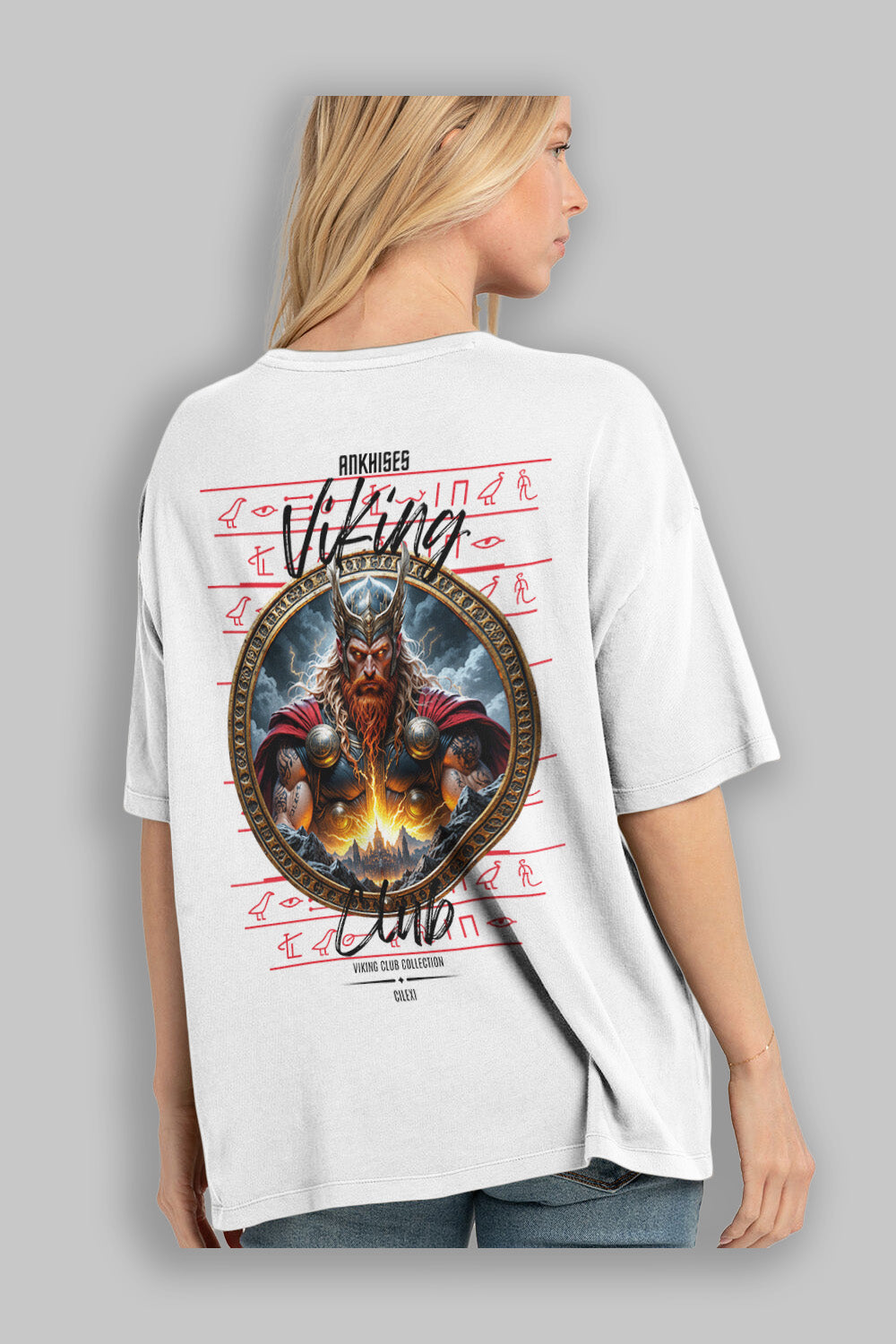 Thor 1 Arka Baskılı Oversize t-shirt Erkek Kadın %100 Pamuk Bisiklet Yaka tişort