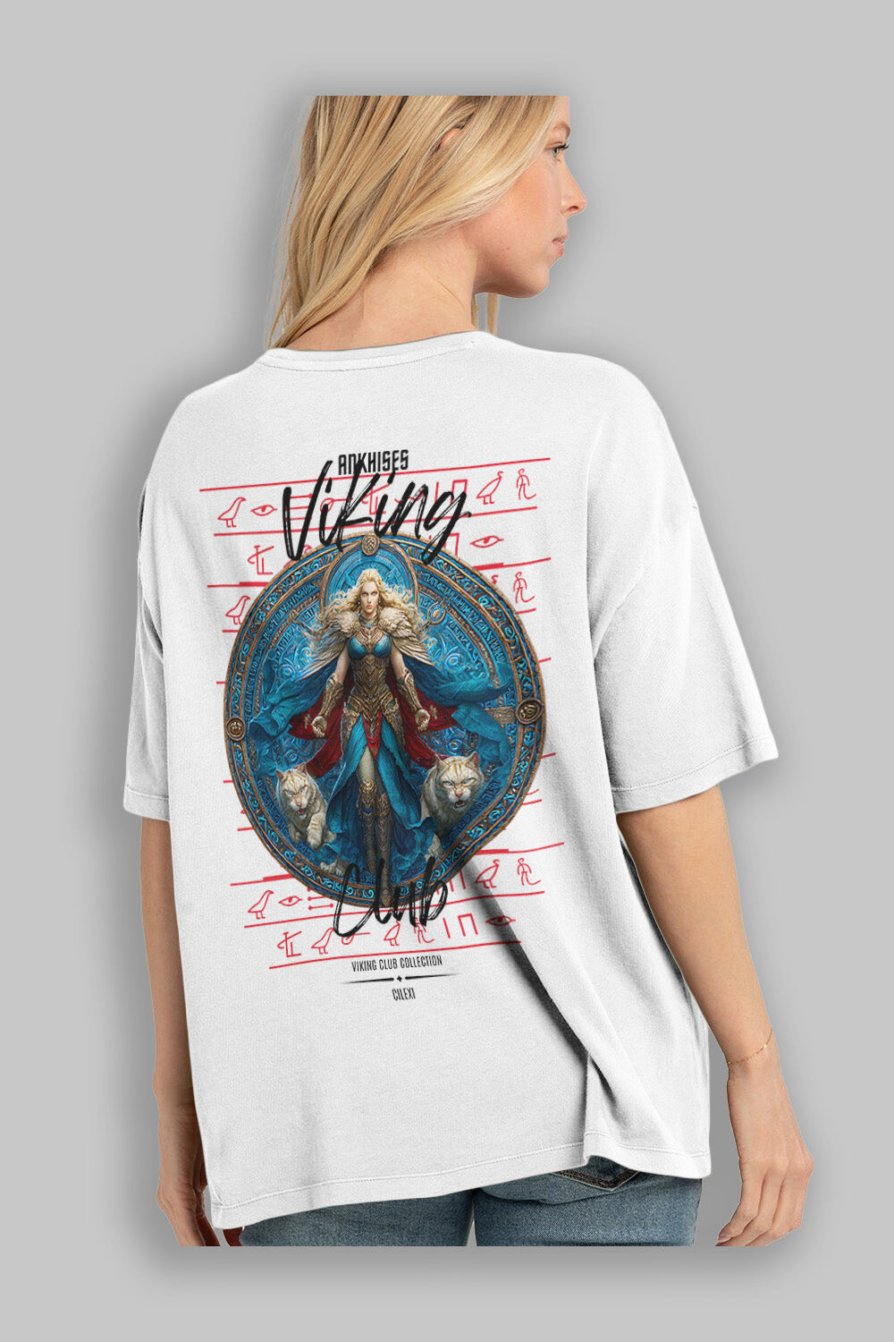 Freyja Baskılı Oversize t-shirt Erkek Kadın %100 Pamuk Bisiklet Yaka tişort