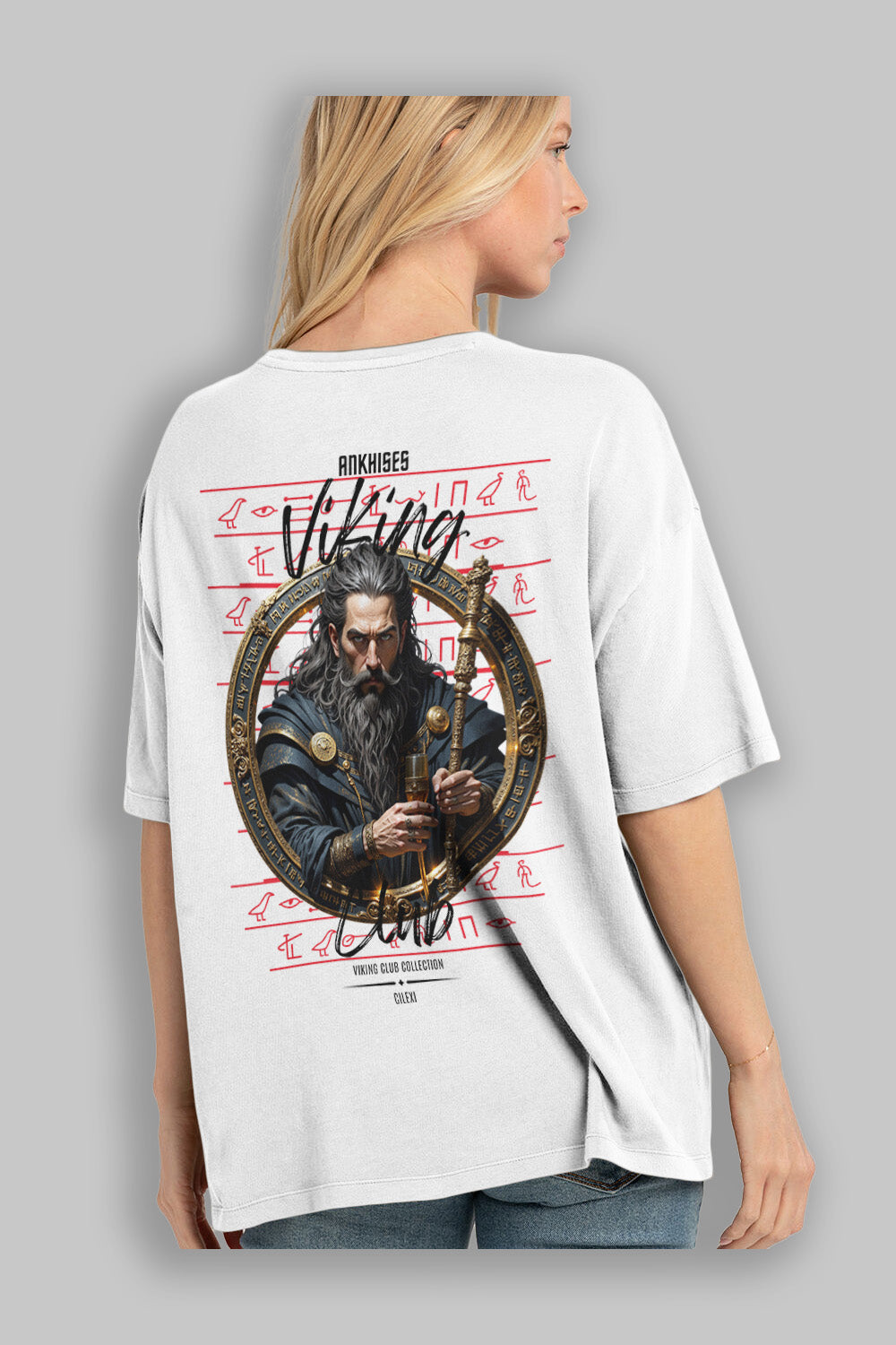 Viking Mitolojisi Serisi 20 Arka Baskılı Oversize t-shirt Erkek Kadın %100 Pamuk Bisiklet Yaka tişort