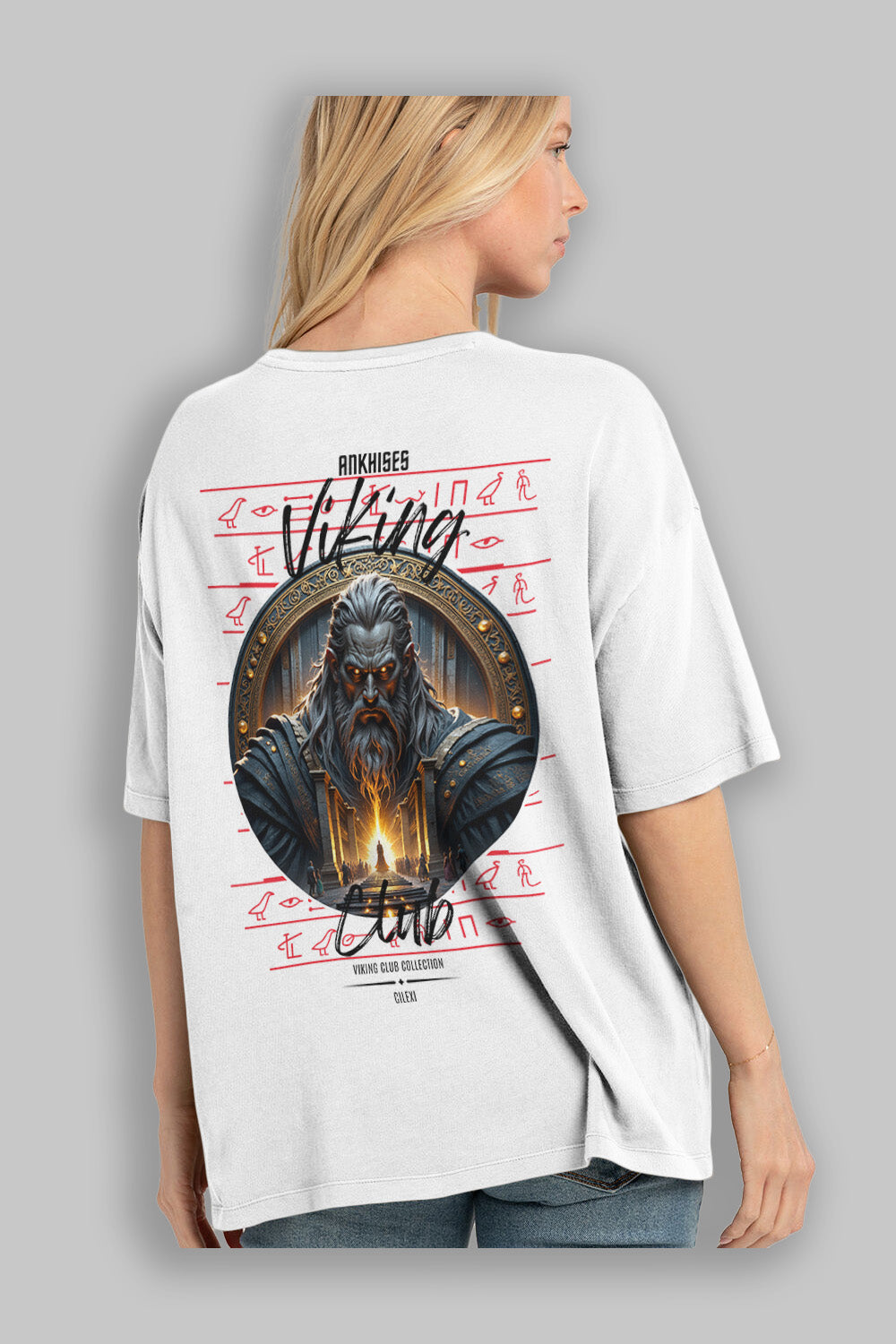 Odin 3 Arka Baskılı Oversize t-shirt Erkek Kadın %100 Pamuk Bisiklet Yaka tişort