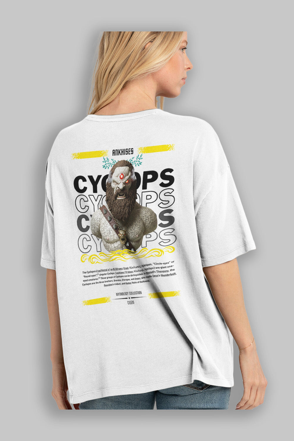 Cyclopes 1 Arka Baskılı Oversize t-shirt Erkek Kadın %100 Pamuk Bisiklet Yaka tişort