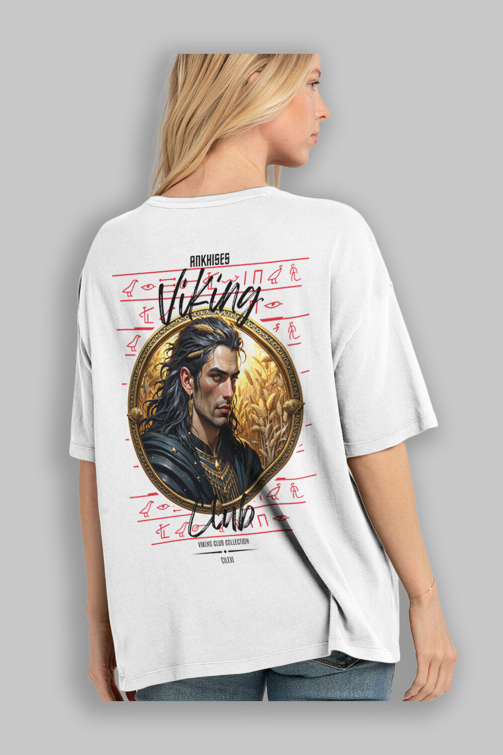 Viking Mitolojisi Serisi 2 Arka Baskılı Oversize t-shirt Erkek Kadın %100 Pamuk Bisiklet Yaka tişort