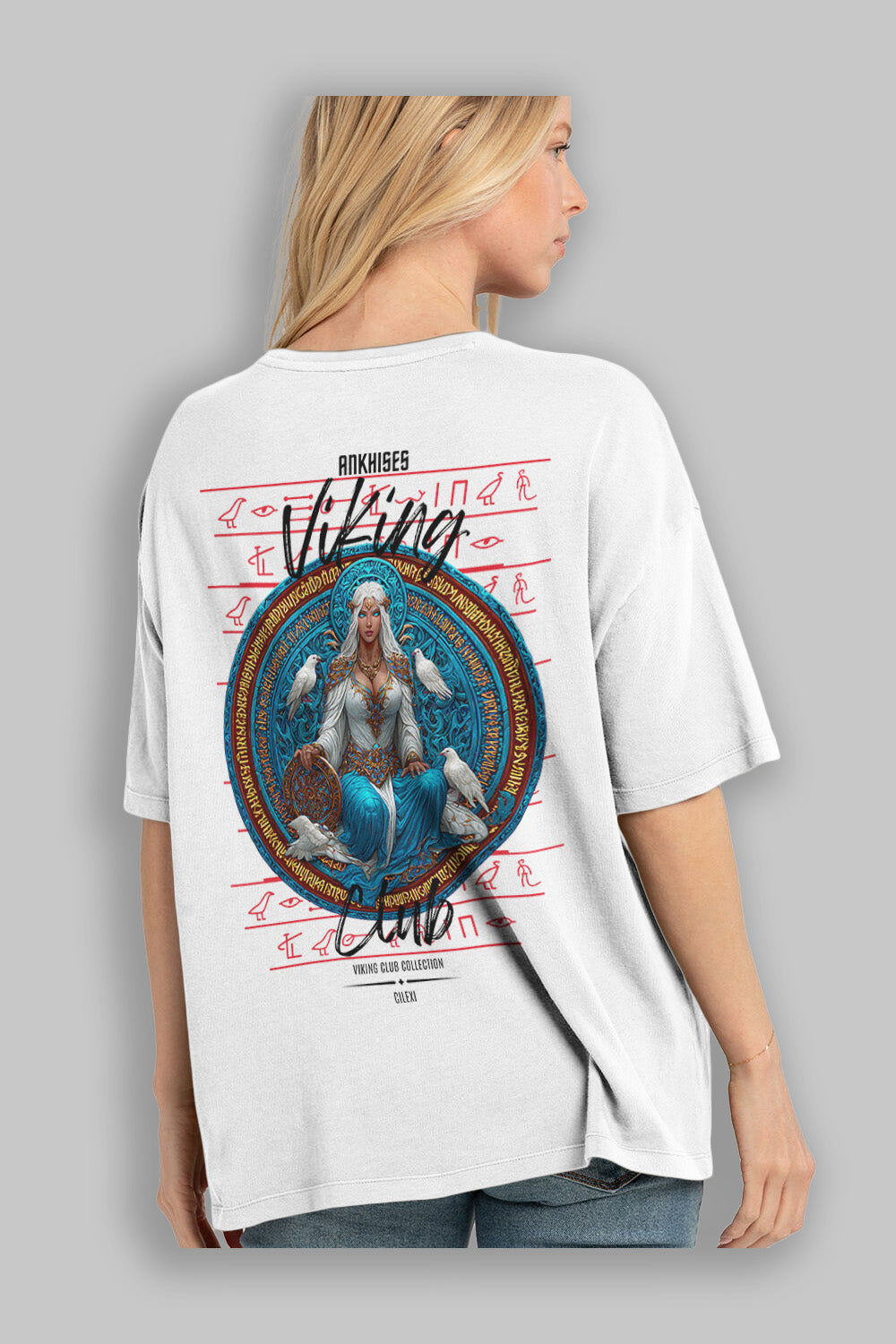 Frigg Baskılı Oversize t-shirt Erkek Kadın %100 Pamuk Bisiklet Yaka tişort