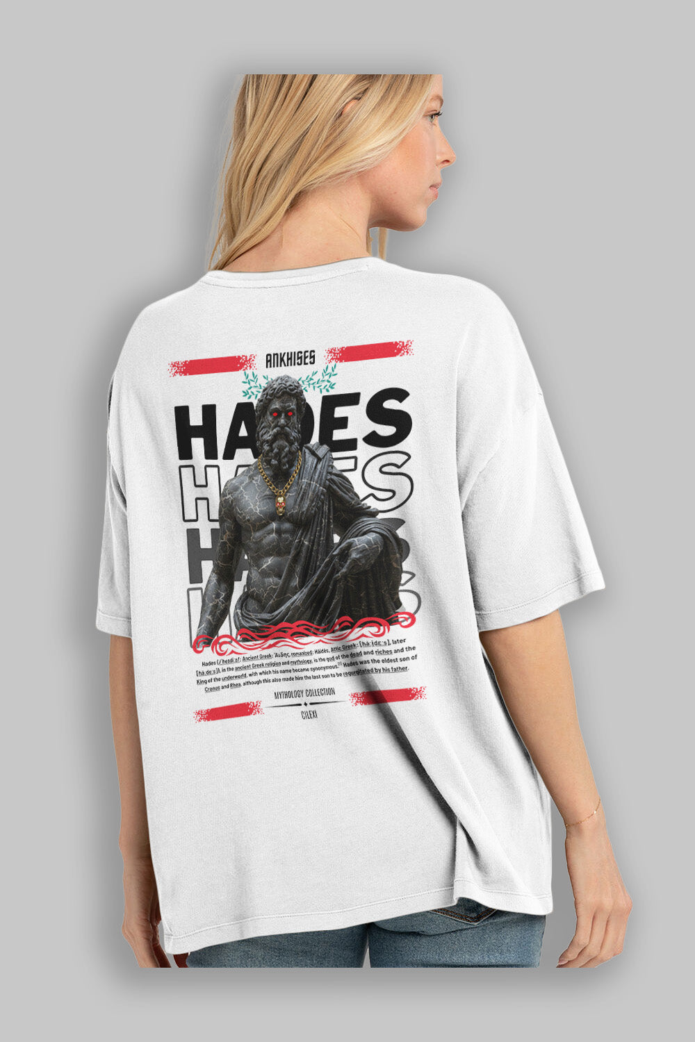 Hades 1 Arka Baskılı Oversize t-shirt Erkek Kadın %100 Pamuk Bisiklet Yaka tişort