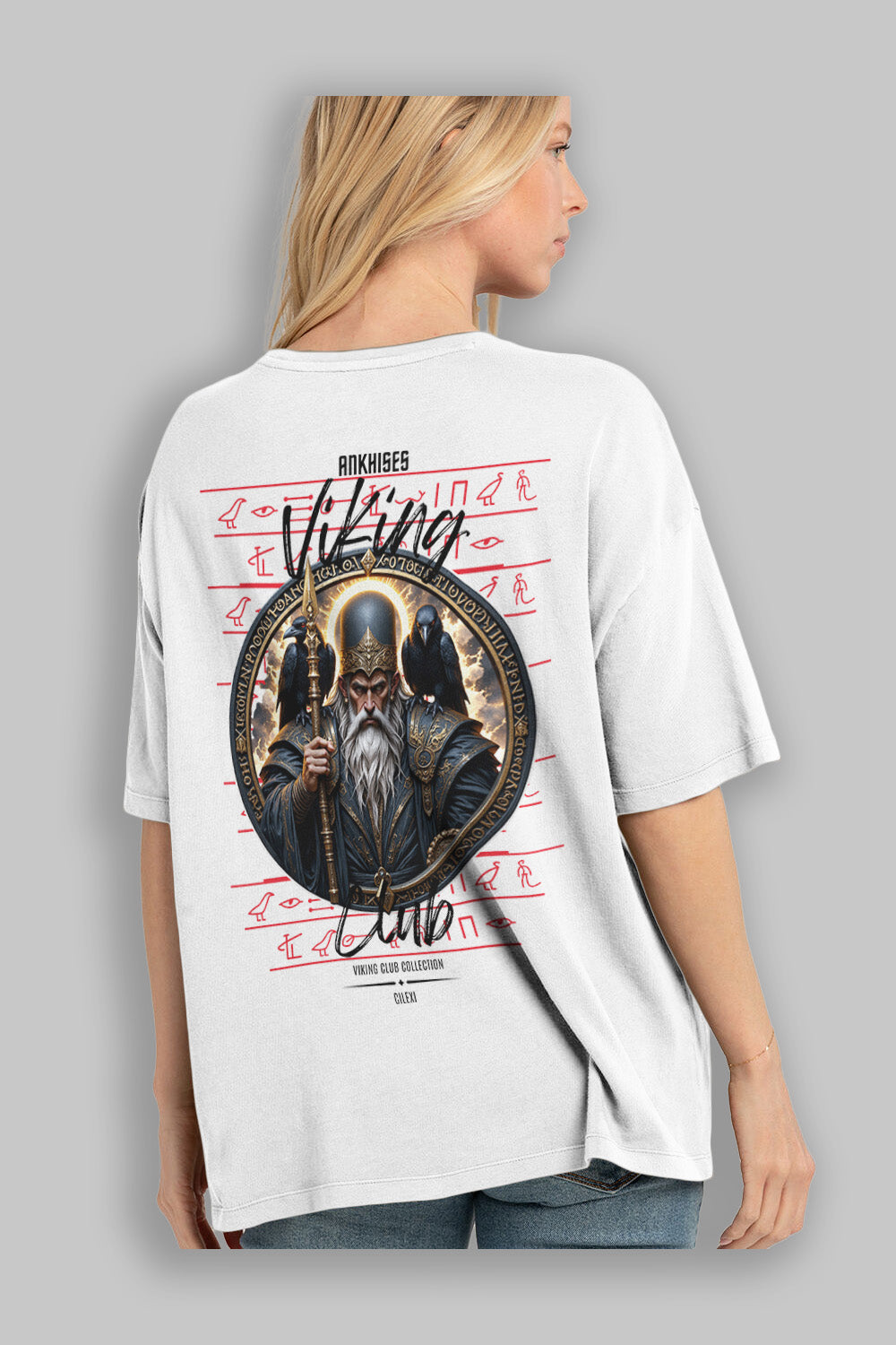 Odin 1 Arka Baskılı Oversize t-shirt Erkek Kadın %100 Pamuk Bisiklet Yaka tişort