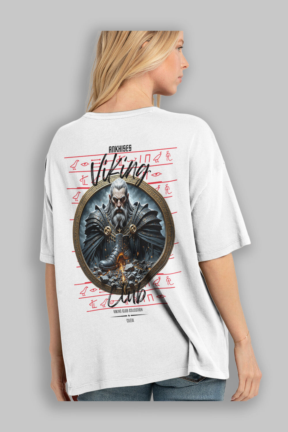 Viking Mitolojisi Serisi 22 Arka Baskılı Oversize t-shirt Erkek Kadın %100 Pamuk Bisiklet Yaka tişort