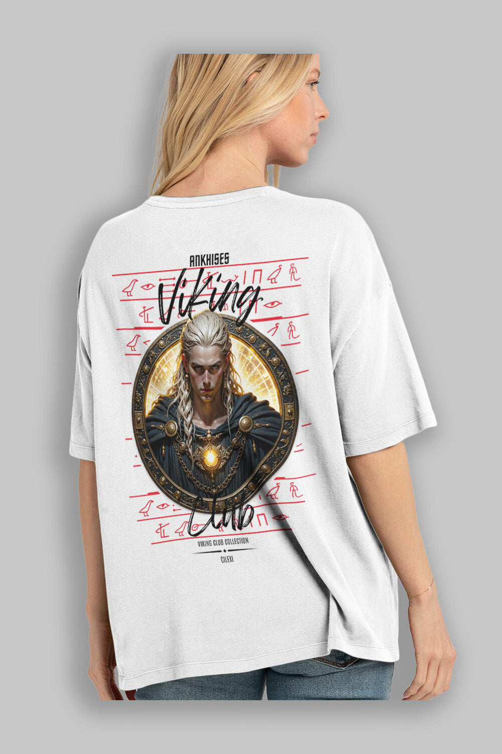 Viking Mitolojisi Serisi 14 Arka Baskılı Oversize t-shirt Erkek Kadın %100 Pamuk Bisiklet Yaka tişort