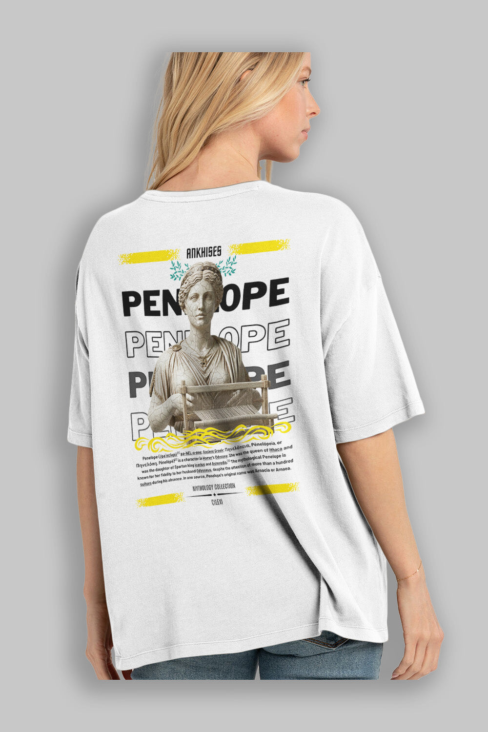 Penelope 2 Arka Baskılı Oversize t-shirt Erkek Kadın %100 Pamuk Bisiklet Yaka tişort