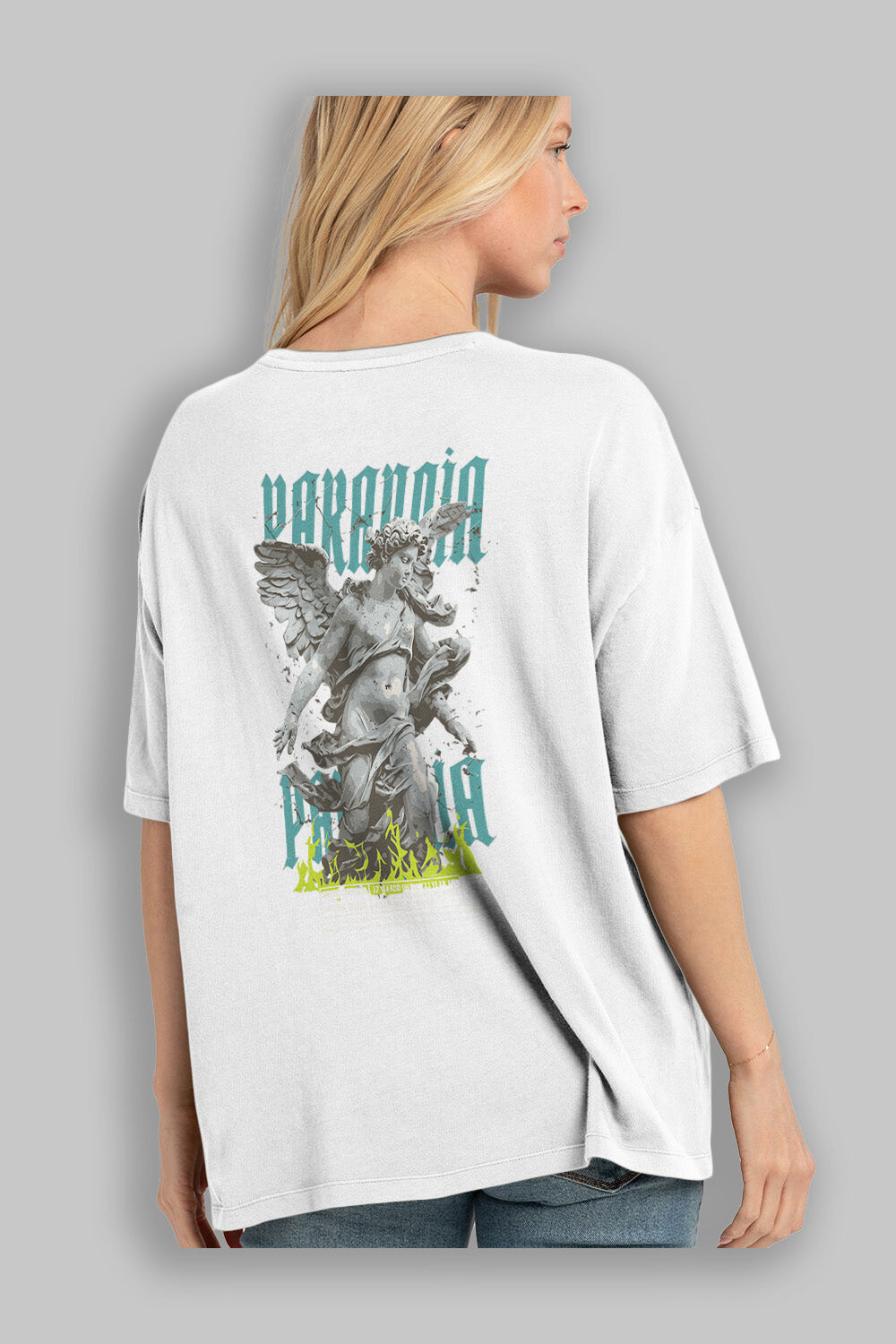 Paranoia Arka Baskılı Oversize t-shirt Erkek Kadın %100 Pamuk Bisiklet Yaka tişort