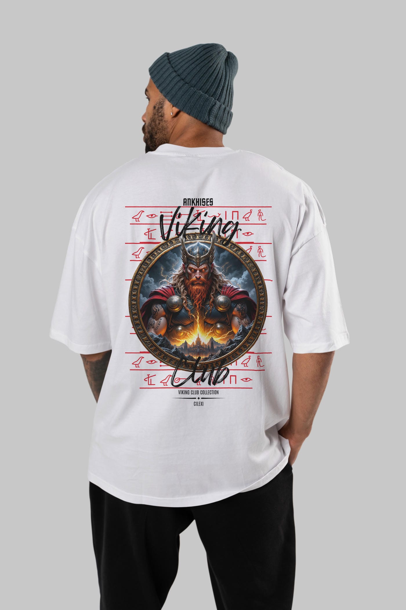 Thor 1 Arka Baskılı Oversize t-shirt Erkek Kadın %100 Pamuk Bisiklet Yaka tişort