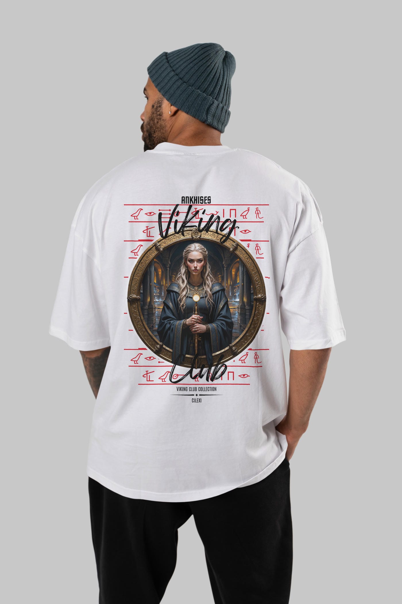 Viking Mitolojisi Serisi 5 Arka Baskılı Oversize t-shirt Erkek Kadın %100 Pamuk Bisiklet Yaka tişort
