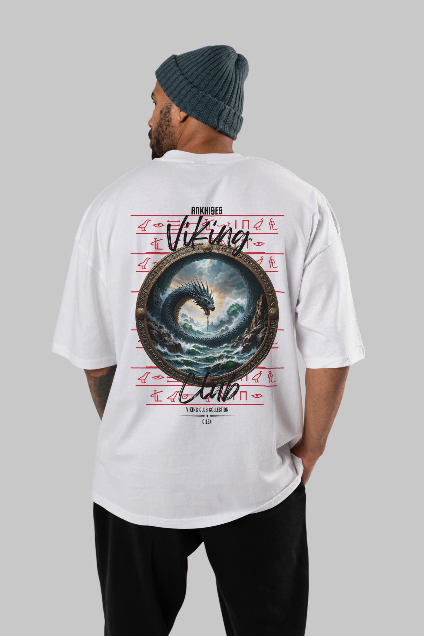 Viking Mitolojisi Serisi 26 Arka Baskılı Oversize t-shirt Erkek Kadın %100 Pamuk Bisiklet Yaka tişort