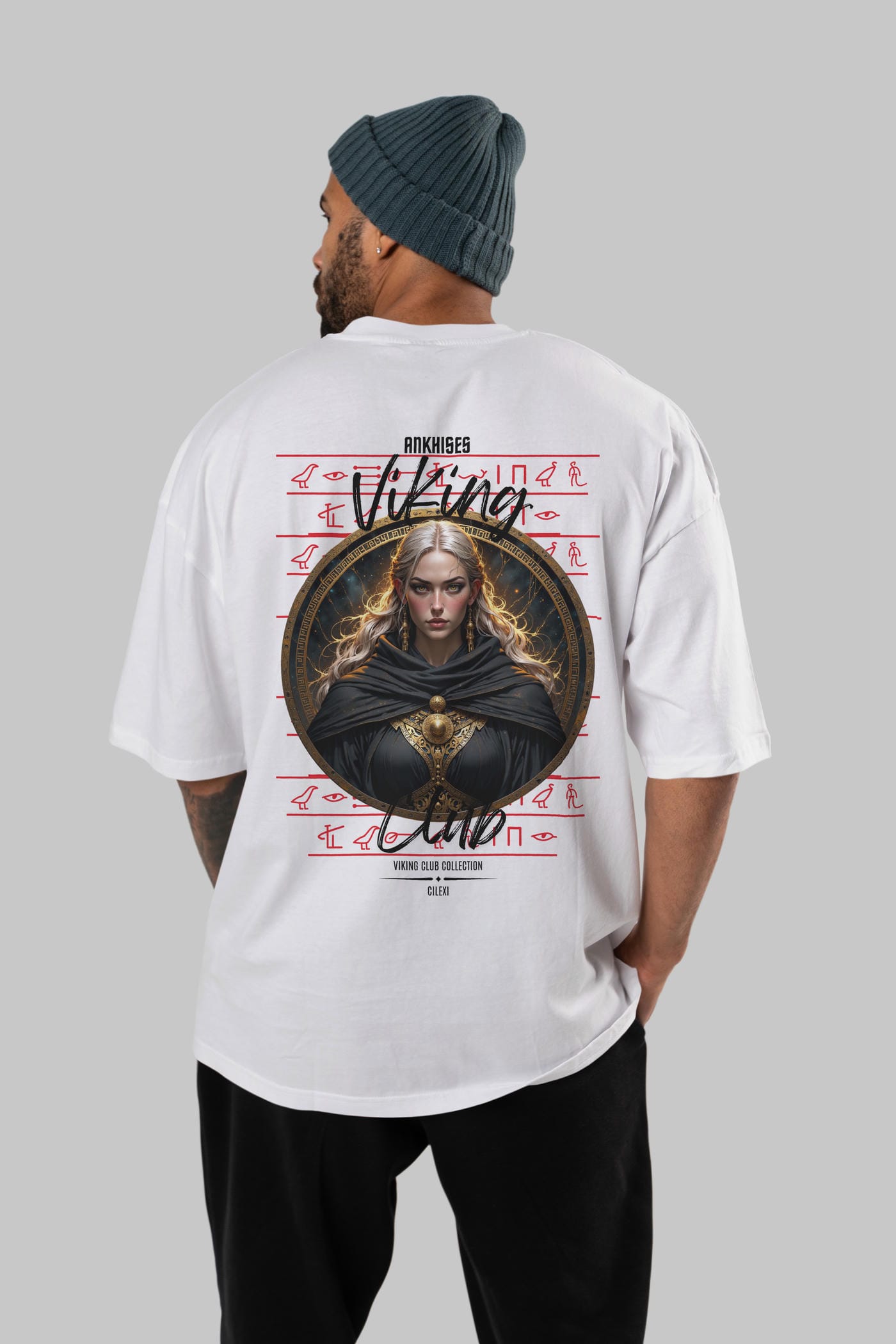 Viking Mitolojisi Serisi 4 Arka Baskılı Oversize t-shirt Erkek Kadın %100 Pamuk Bisiklet Yaka tişort