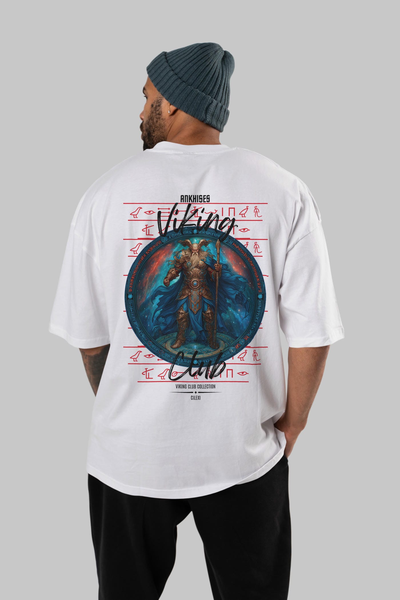 Heimdall Baskılı Oversize t-shirt Erkek Kadın %100 Pamuk Bisiklet Yaka tişort