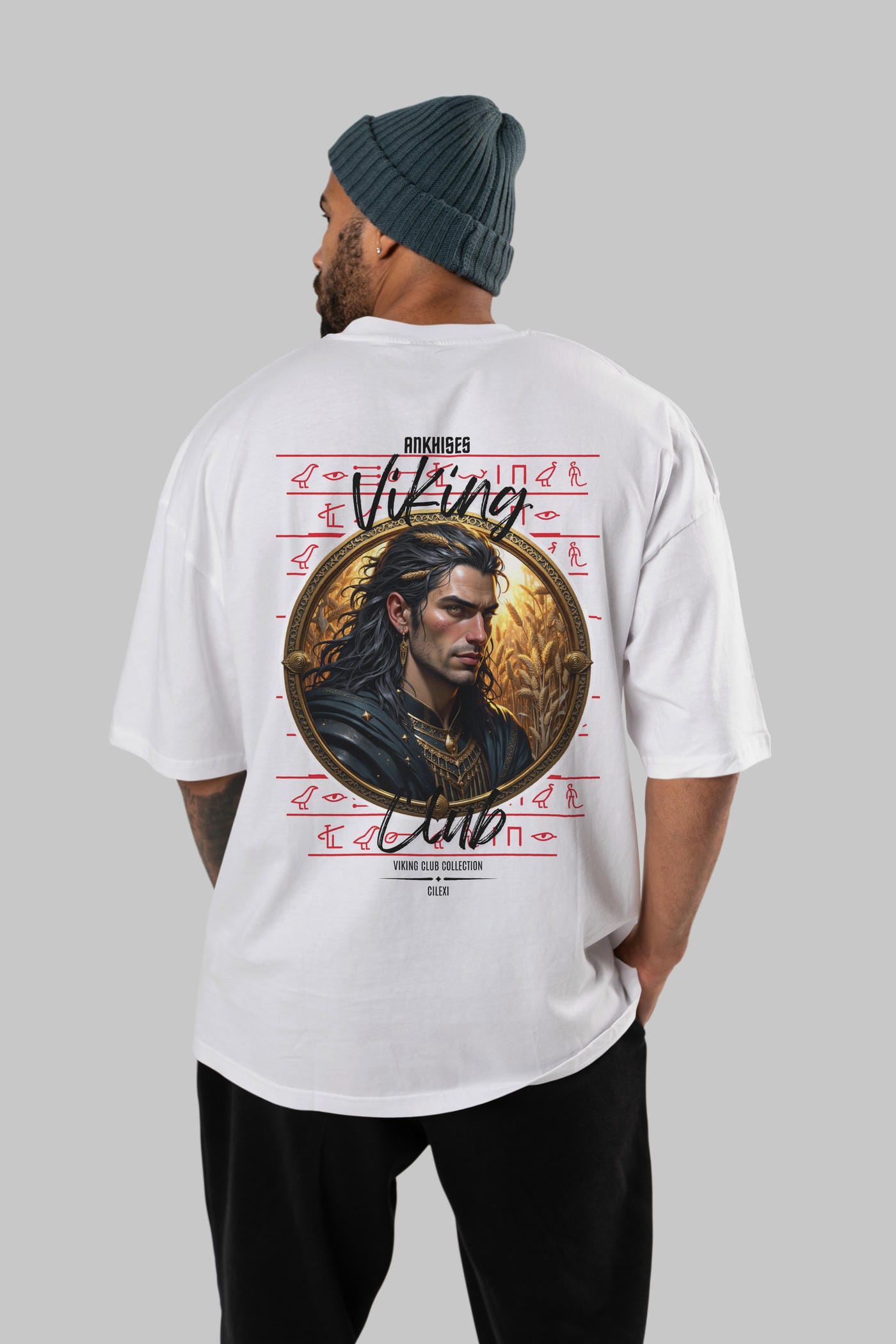 Viking Mitolojisi Serisi 2 Arka Baskılı Oversize t-shirt Erkek Kadın %100 Pamuk Bisiklet Yaka tişort