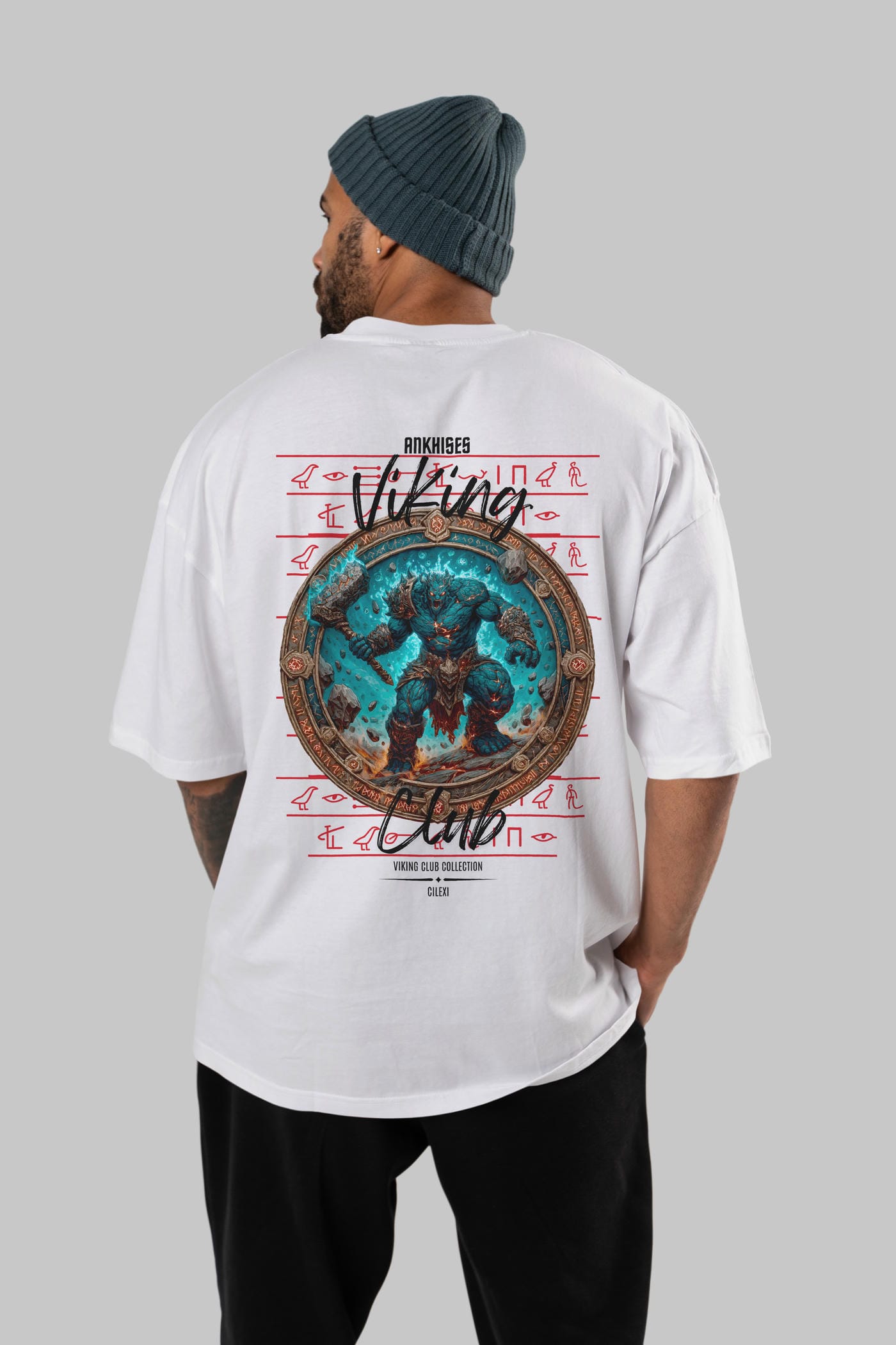 Hrungnir Baskılı Oversize t-shirt Erkek Kadın %100 Pamuk Bisiklet Yaka tişort