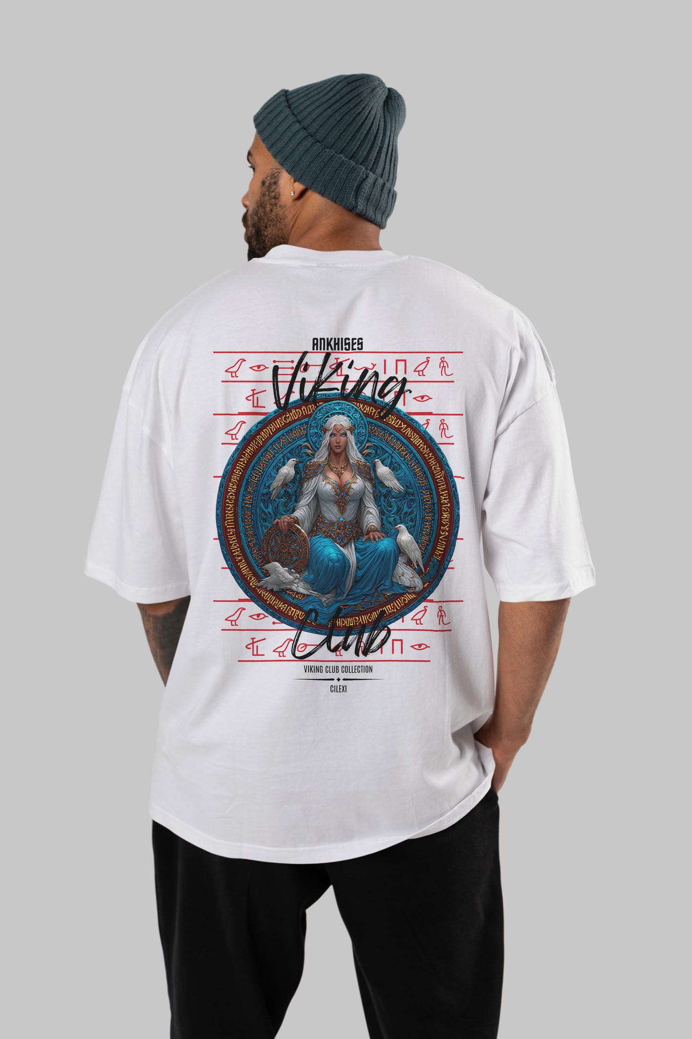 Frigg Baskılı Oversize t-shirt Erkek Kadın %100 Pamuk Bisiklet Yaka tişort
