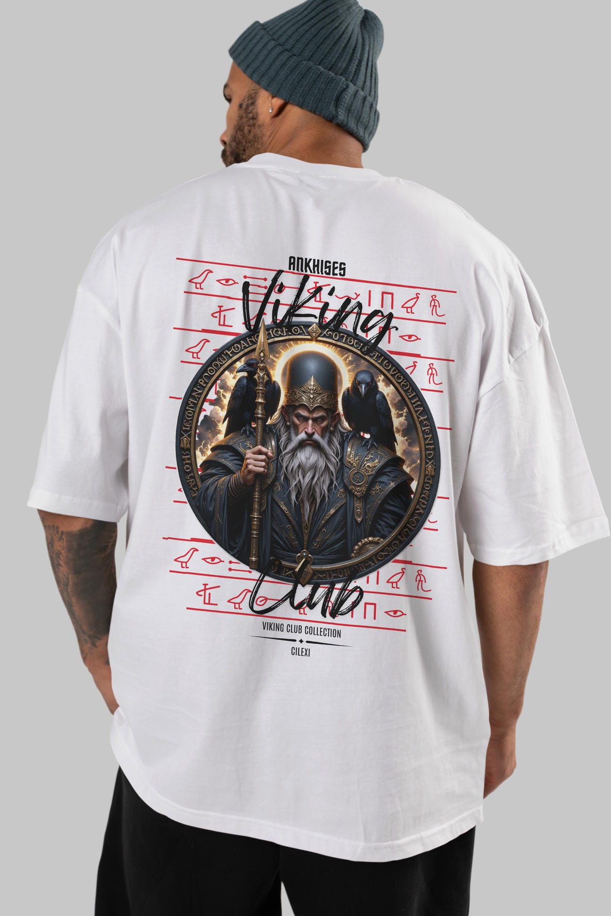 Odin 1 Arka Baskılı Oversize t-shirt Erkek Kadın %100 Pamuk Bisiklet Yaka tişort