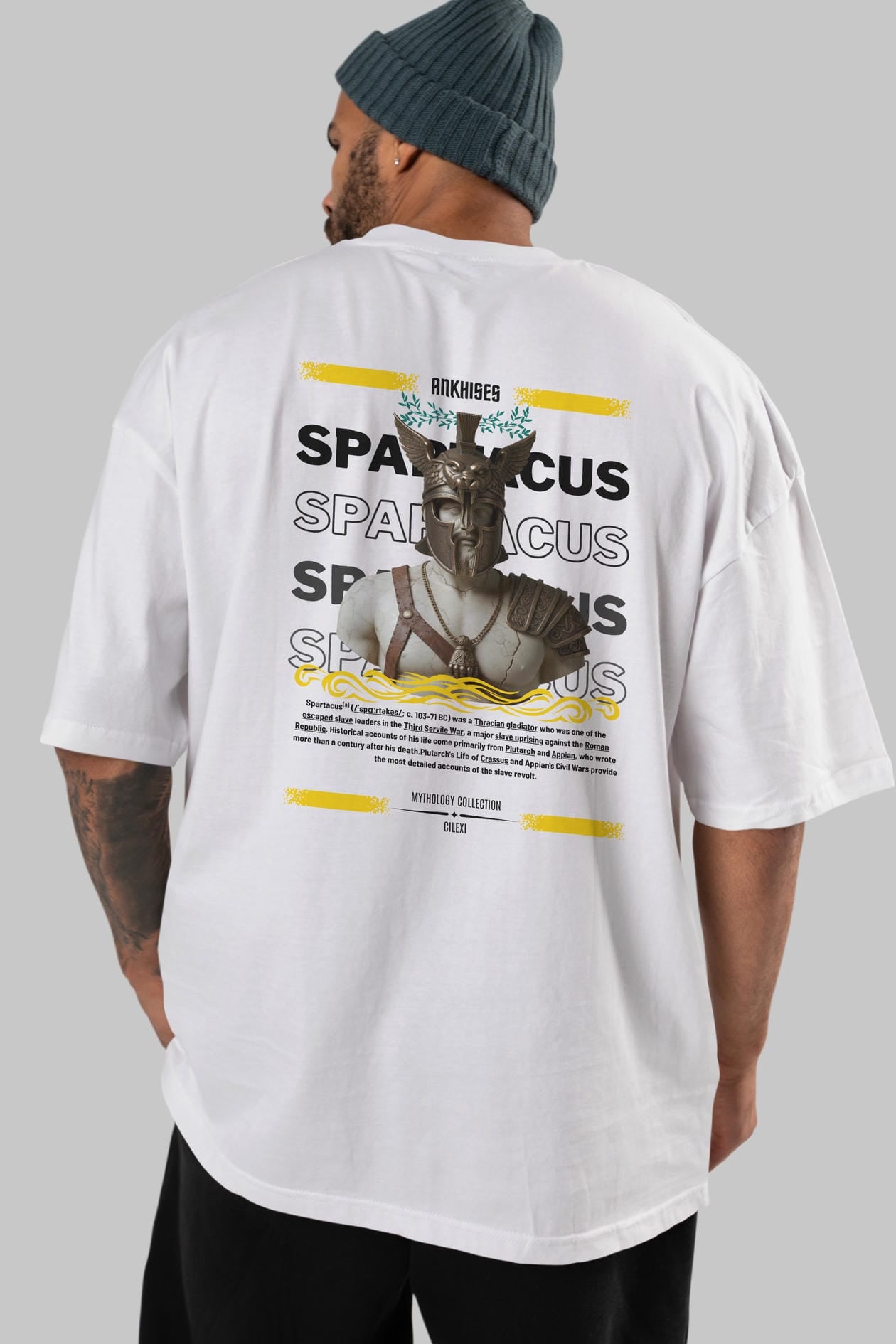 Spartacus 1 Arka Baskılı Oversize t-shirt Erkek Kadın %100 Pamuk Bisiklet Yaka tişort