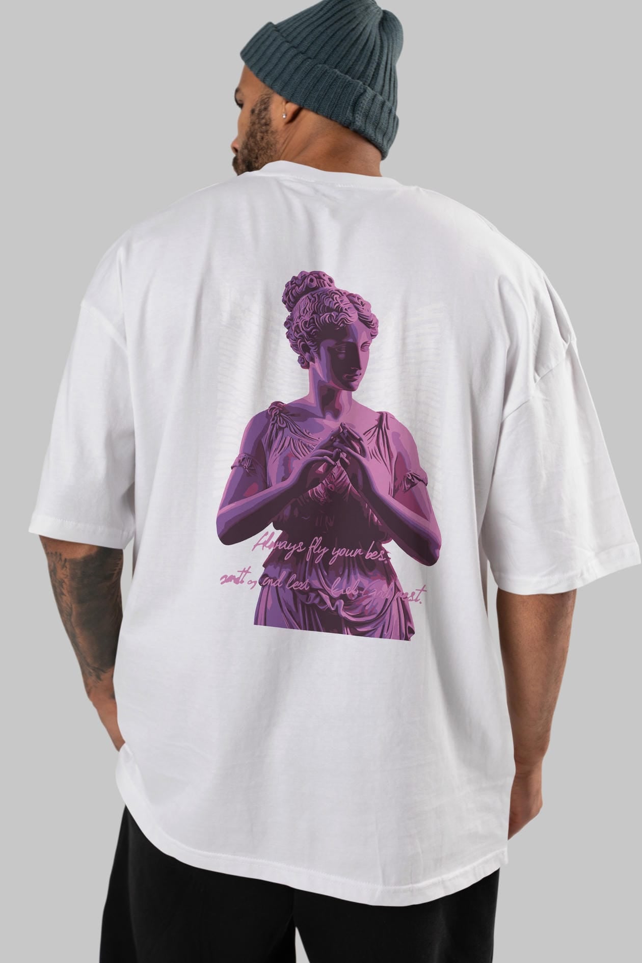 Always Fly Arka Baskılı Oversize t-shirt Erkek Kadın %100 Pamuk Bisiklet Yaka tişort