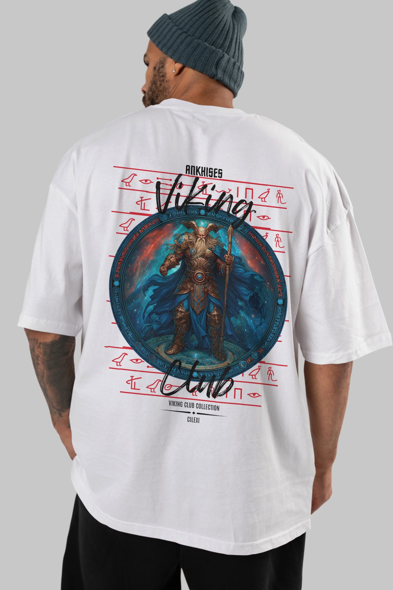 Heimdall Baskılı Oversize t-shirt Erkek Kadın %100 Pamuk Bisiklet Yaka tişort