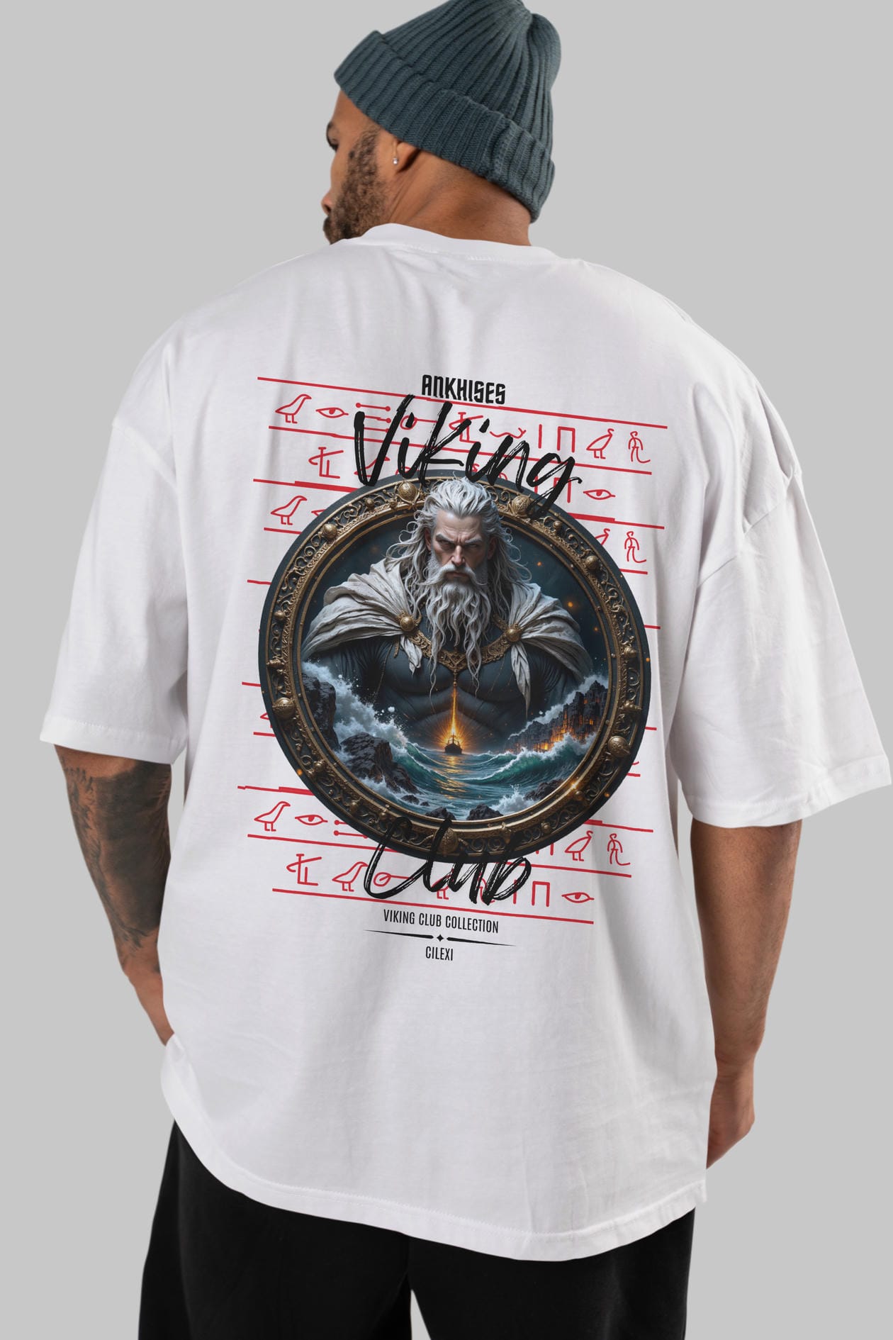 Viking Mitolojisi Serisi 13 Arka Baskılı Oversize t-shirt Erkek Kadın %100 Pamuk Bisiklet Yaka tişort
