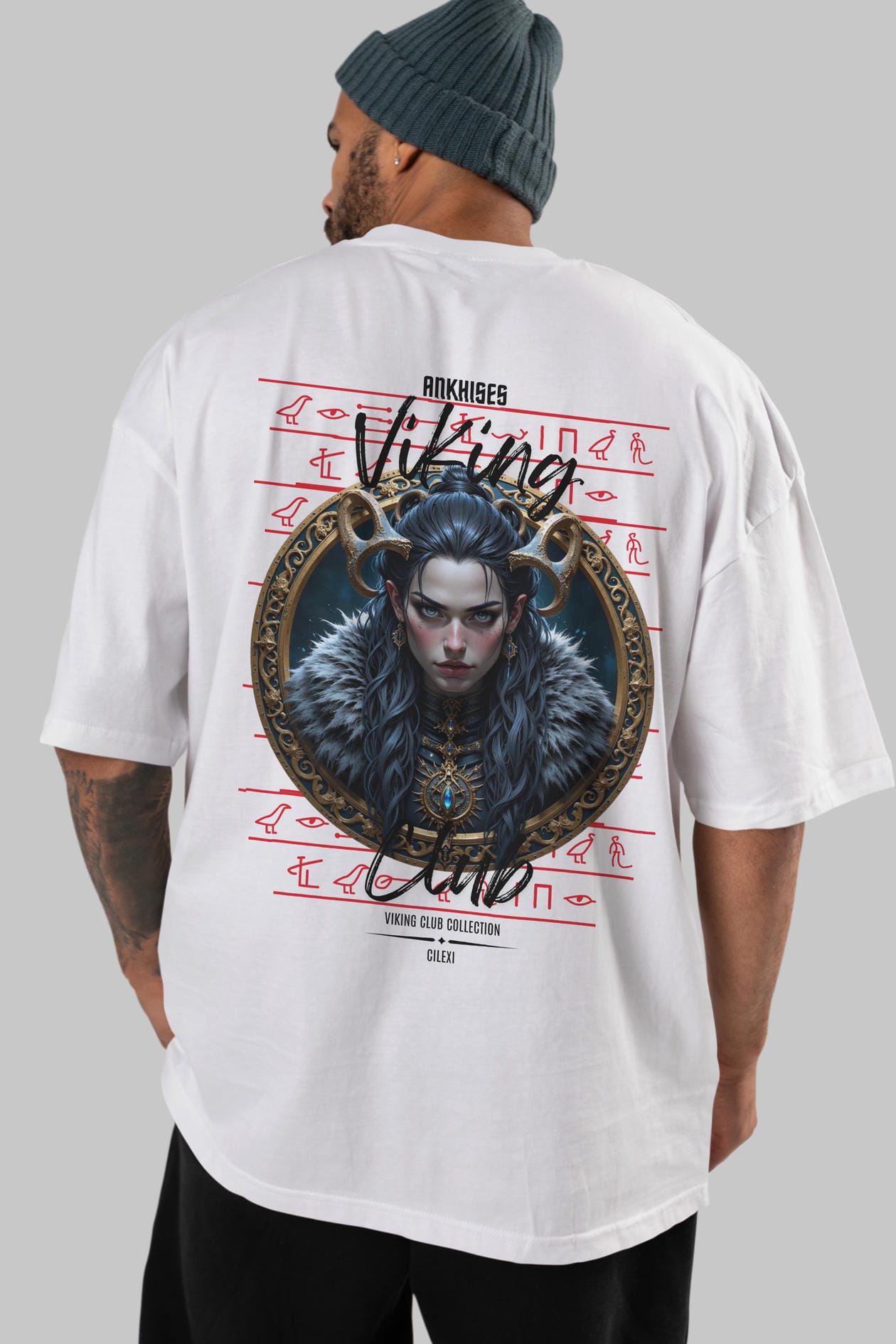 Viking Mitolojisi Serisi 18 Arka Baskılı Oversize t-shirt Erkek Kadın %100 Pamuk Bisiklet Yaka tişort