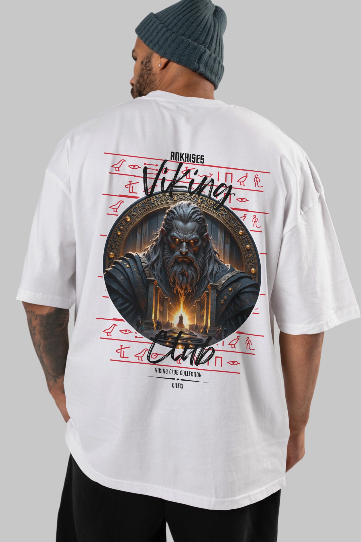 Odin 3 Arka Baskılı Oversize t-shirt Erkek Kadın %100 Pamuk Bisiklet Yaka tişort