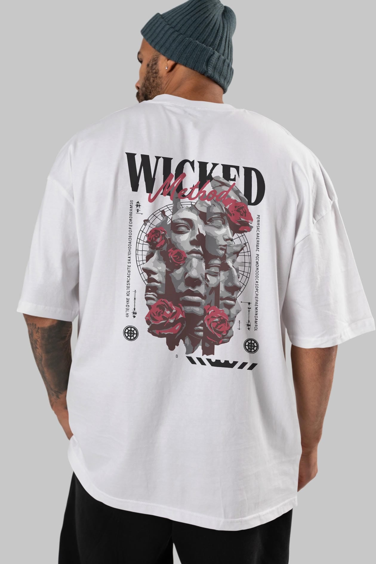 Wicked Method Arka Baskılı Oversize t-shirt Erkek Kadın %100 Pamuk Bisiklet Yaka tişort