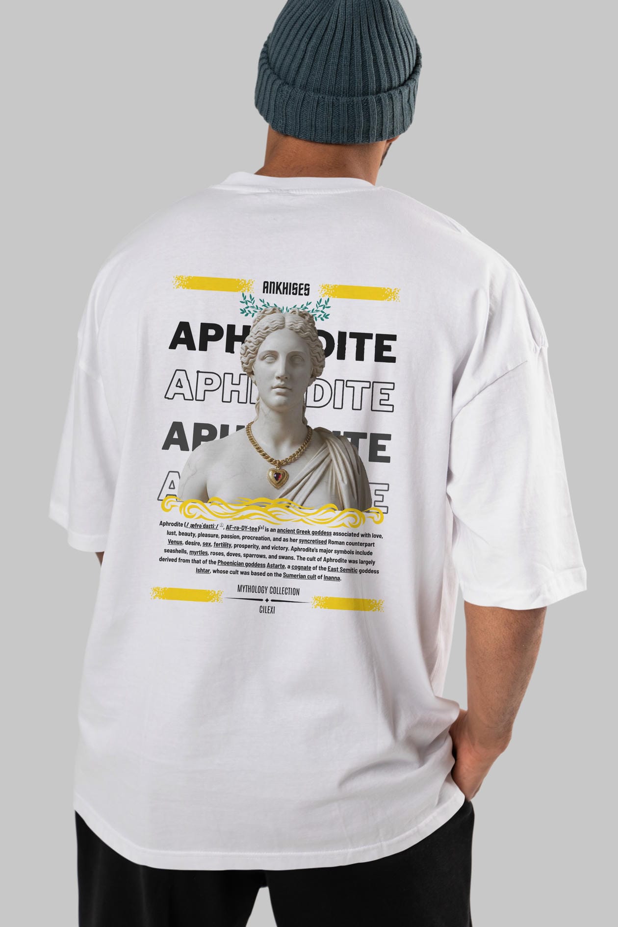 Aphrodite 1 Arka Baskılı Oversize t-shirt Erkek Kadın %100 Pamuk Bisiklet Yaka tişort
