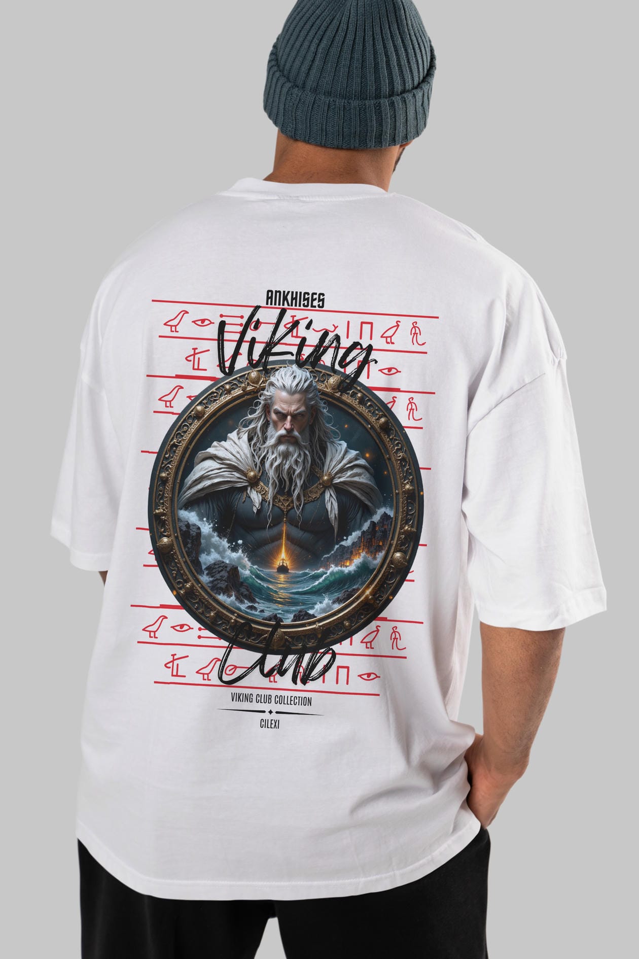Viking Mitolojisi Serisi 13 Arka Baskılı Oversize t-shirt Erkek Kadın %100 Pamuk Bisiklet Yaka tişort