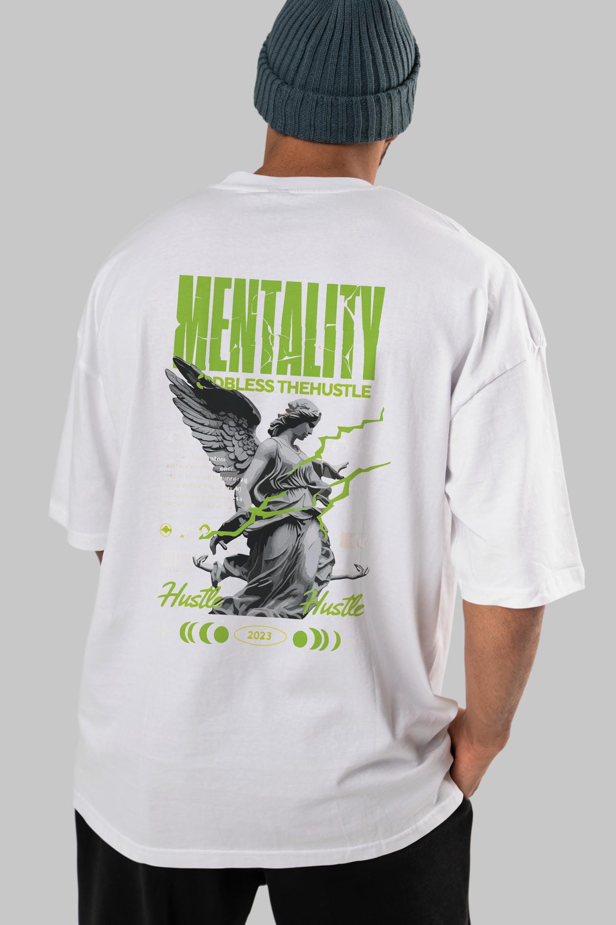 Mentality Arka Baskılı Oversize t-shirt Erkek Kadın %100 Pamuk Bisiklet Yaka tişort