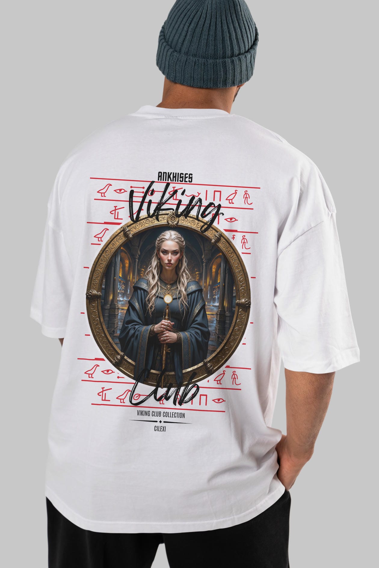 Viking Mitolojisi Serisi 5 Arka Baskılı Oversize t-shirt Erkek Kadın %100 Pamuk Bisiklet Yaka tişort