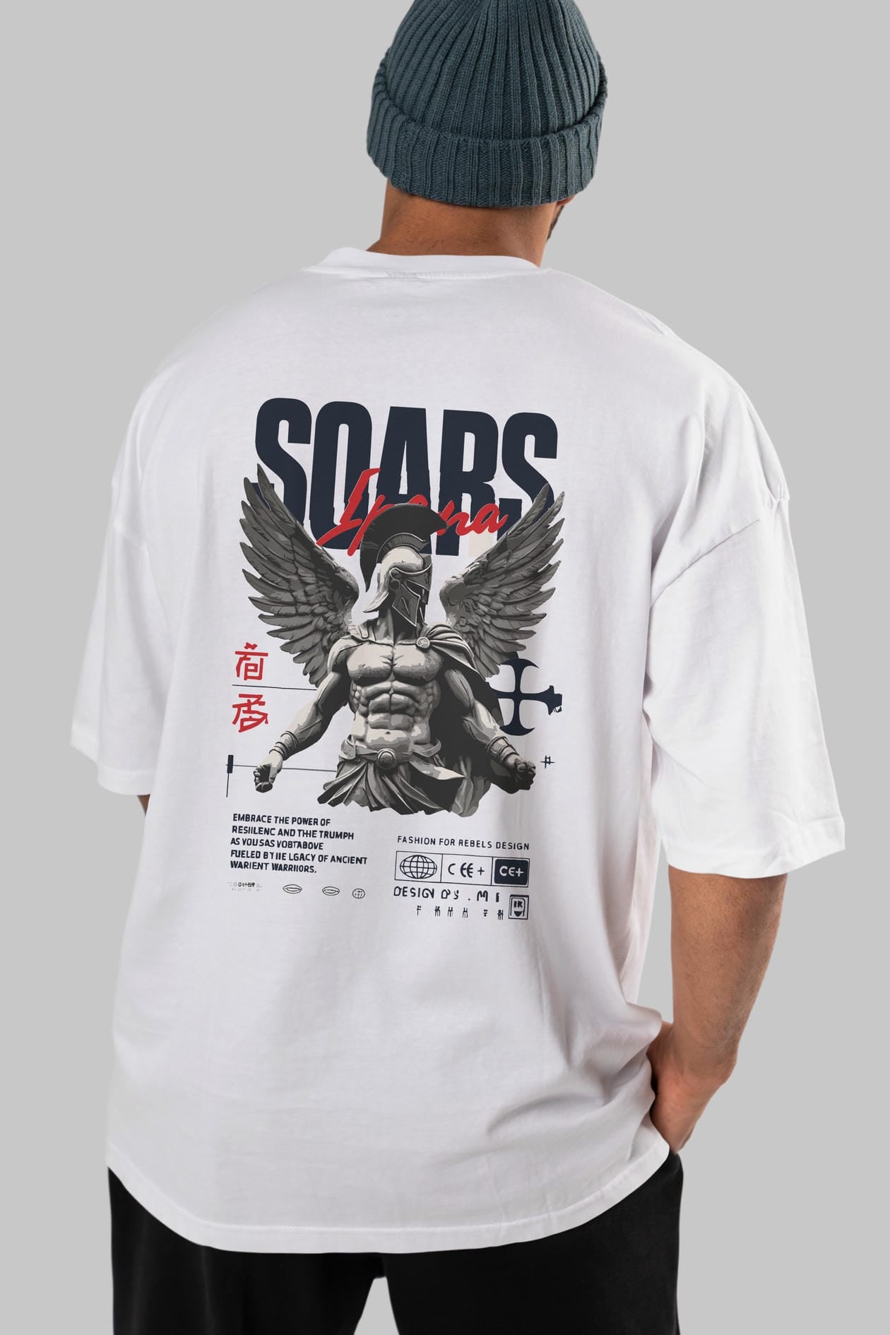 Soars Arka Baskılı Oversize t-shirt Erkek Kadın %100 Pamuk Bisiklet Yaka tişort