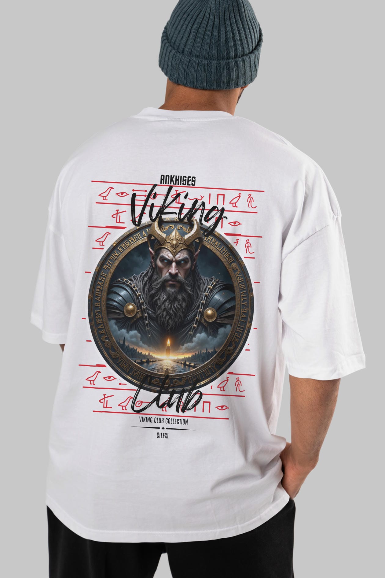 Viking Mitolojisi Serisi 7 Arka Baskılı Oversize t-shirt Erkek Kadın %100 Pamuk Bisiklet Yaka tişort