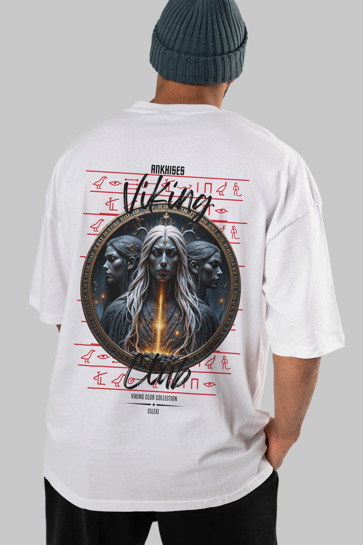 Viking Mitolojisi Serisi 24 Arka Baskılı Oversize t-shirt Erkek Kadın %100 Pamuk Bisiklet Yaka tişort