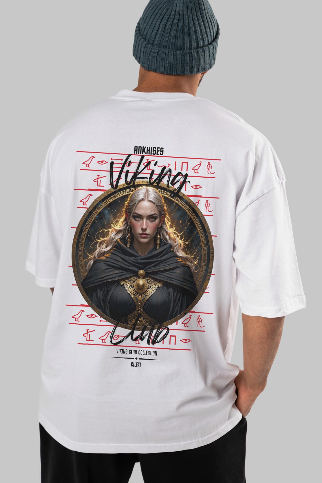 Viking Mitolojisi Serisi 4 Arka Baskılı Oversize t-shirt Erkek Kadın %100 Pamuk Bisiklet Yaka tişort